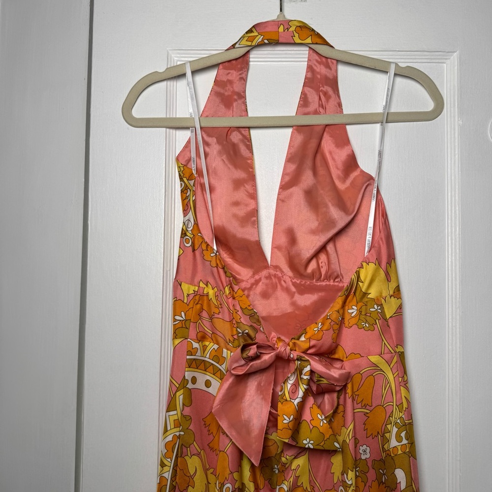 Laundry by Shelli Segal Vintage 90s 100% Silk Halter Dress NEW 10 - Picture 6 of 13